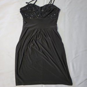 sequined mini dress with pockets.